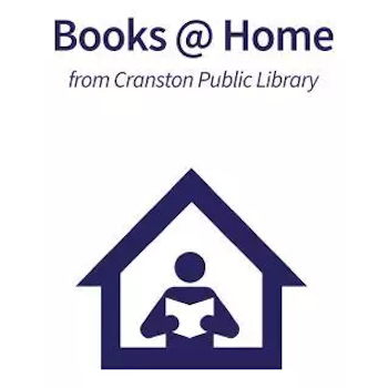 Books @ Home logo featuring an illustration of a person reading inside of a house icon.